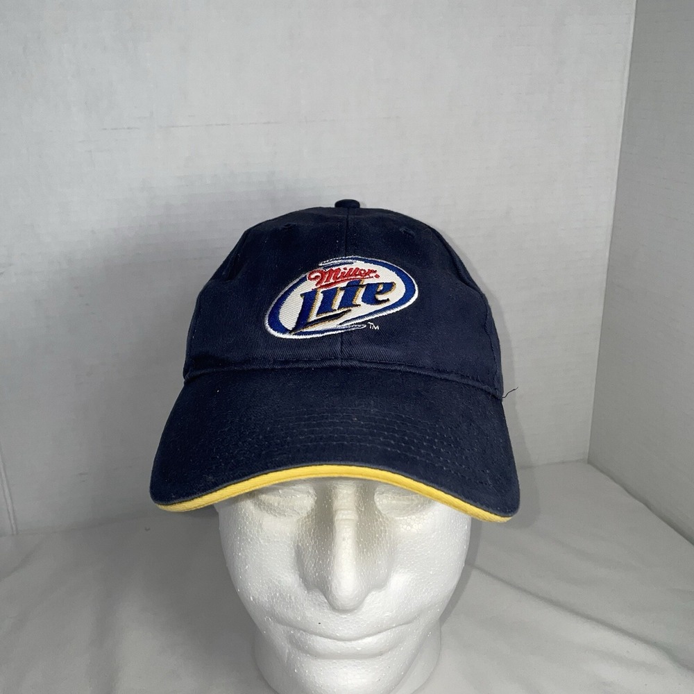 Miller Lite‎ Hat Navy Blue Hook and Loop Beer Cap Logo Unisex Brewing Y2k 90s